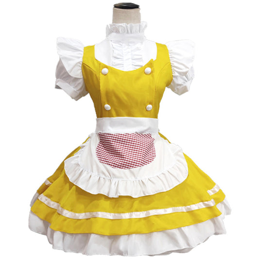 Japanese Anime Yellow Dream Maid Dress - Clever Maid Dress for Student Stage Performances (Loli Style)