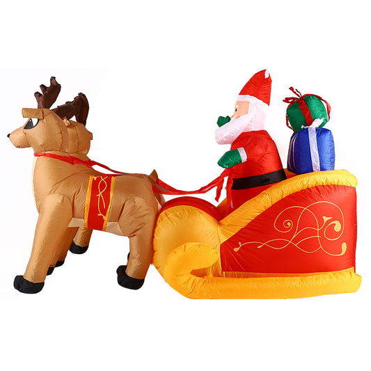 Inflatable Santa Sleigh with Reindeer Christmas Decoration.