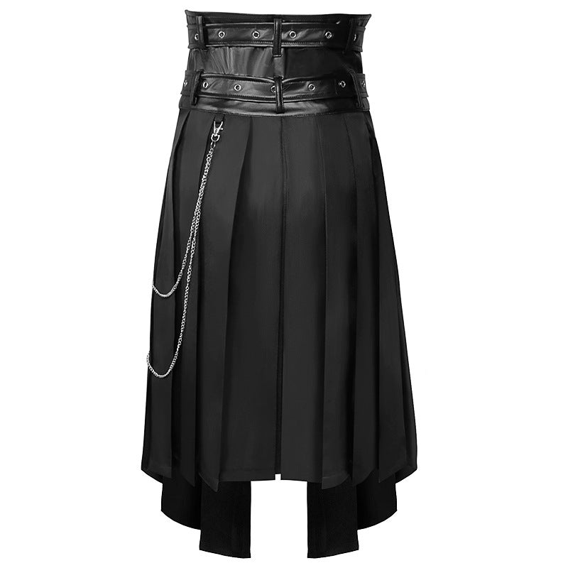 Dark Punk Rock Black Skirt Pants Unisex Gothic Streetwear Wide Leg Bottoms