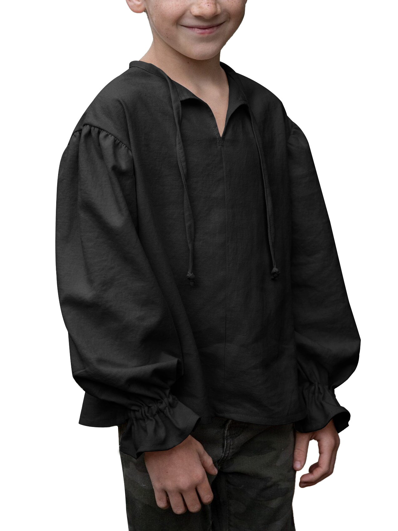 Boys Medieval Pirate Shirt Renaissance Long Sleeve Cotton Costume Top