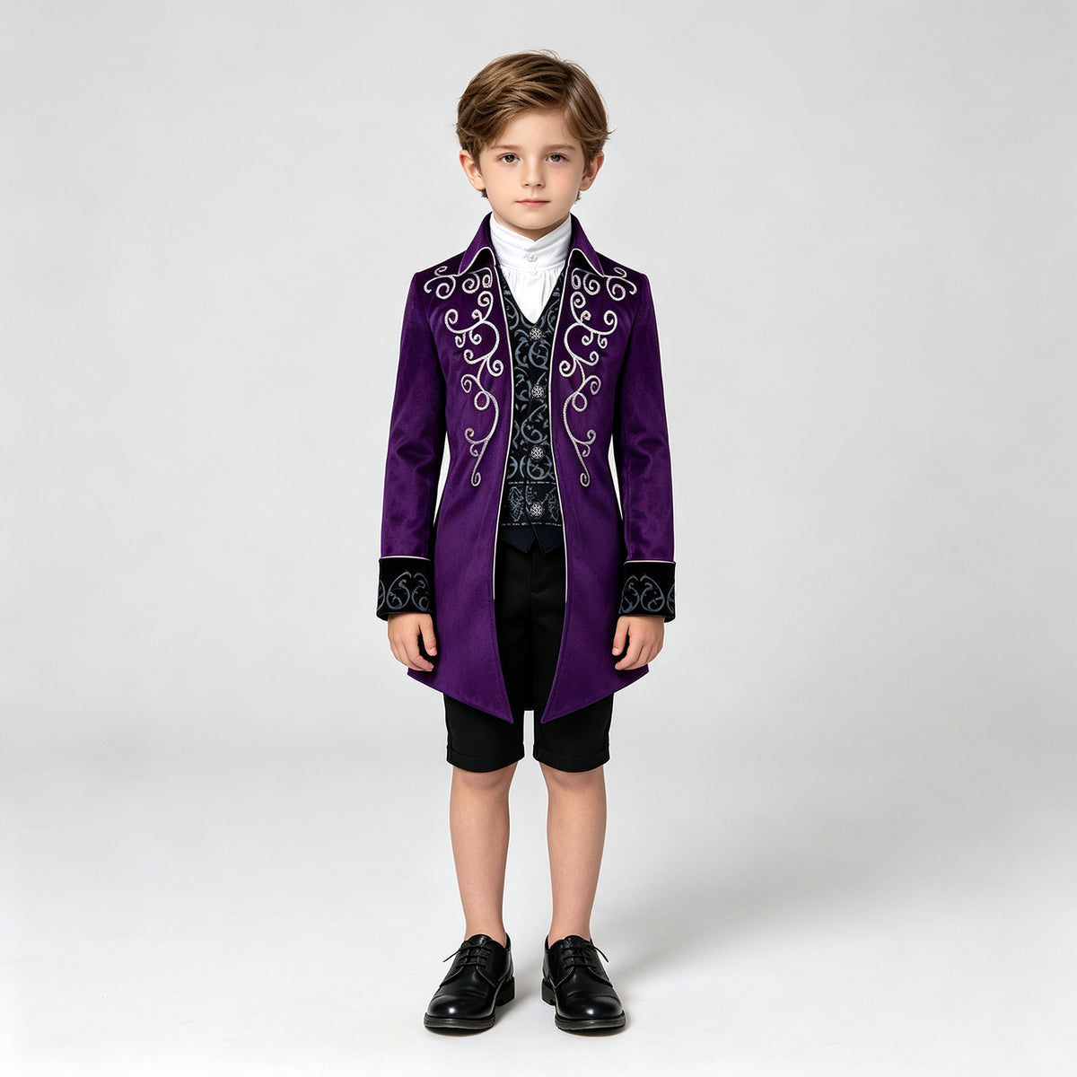 Boys Victorian Embroidered Tailcoat – Medieval Prince Costume