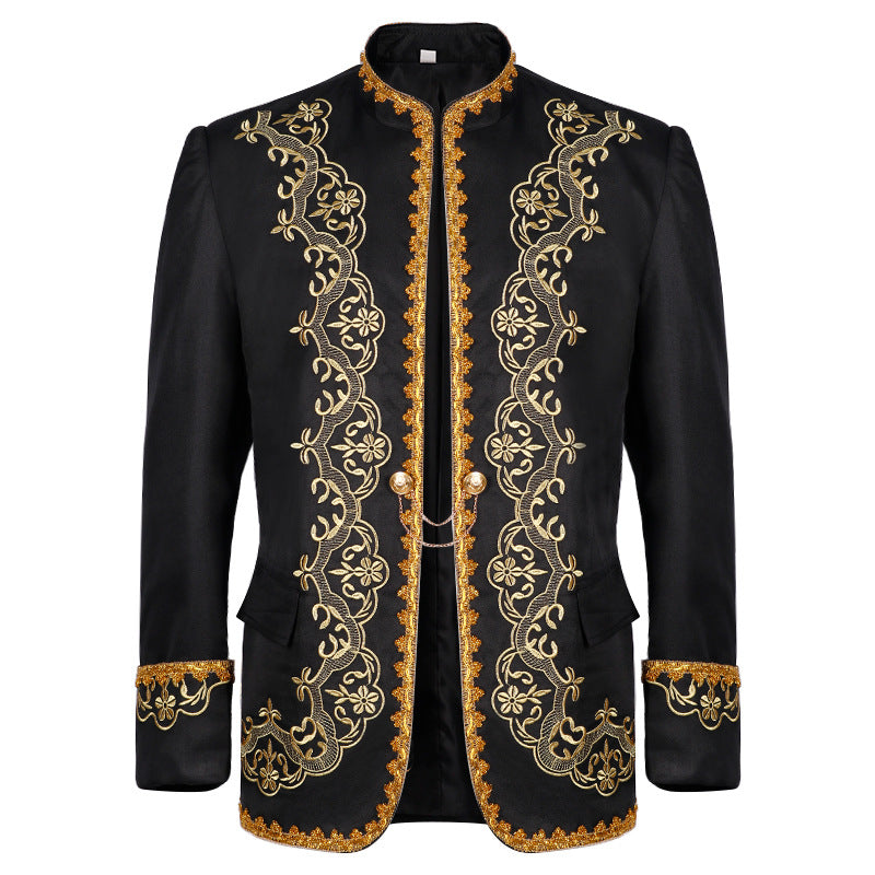 European Men's Gold-Encrusted Royal Suit - Regal Prince Attire