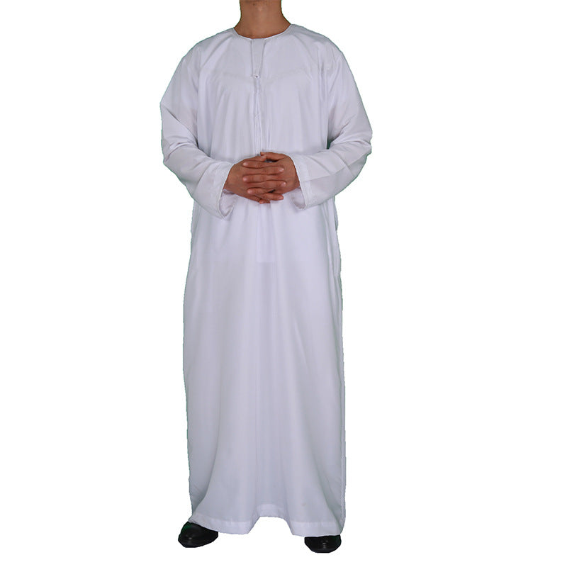 Mens Muslim Clothing Saudi Arab Long Sleeve Thobe Islamic Jubba Kaftan Oman Style Arabic Robe