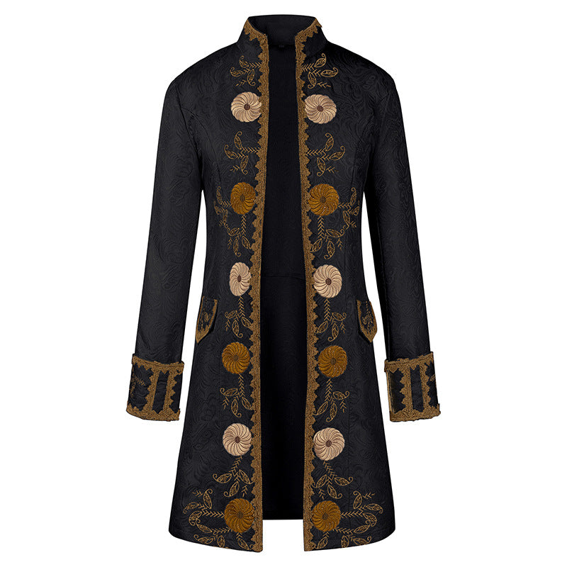 Luxury Vintage Jacquard Coat Medieval Retro Costume Steampunk Retro Men's Uniform Stand-up Collar Classic Bridgerton
