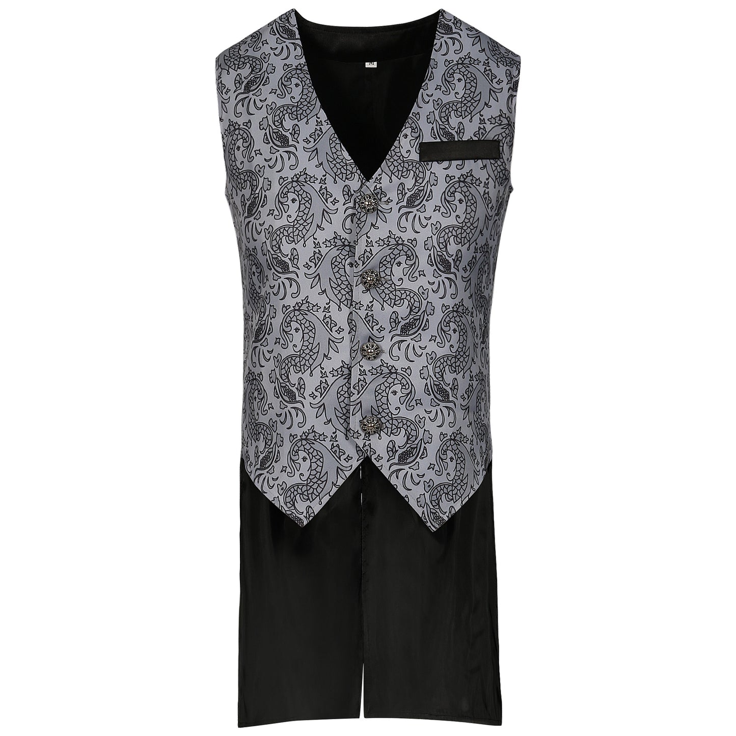 Men's Stage Magician Long Vest: Fashionable Clothing for Magic Cosplay Waistcoat