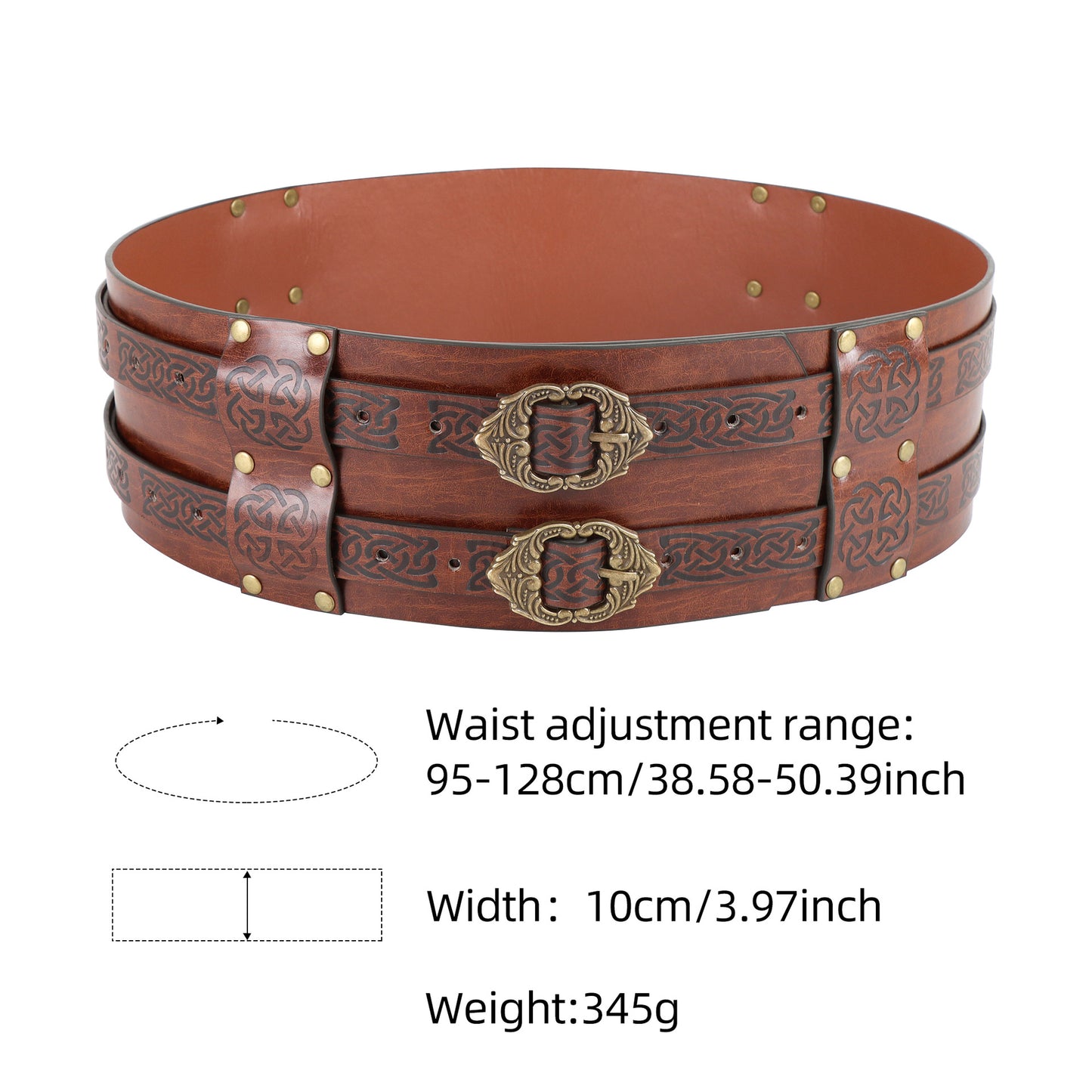 Medieval Viking Wide Belt Faux Leather Celtic Waist Belt LARP Cosplay Costume