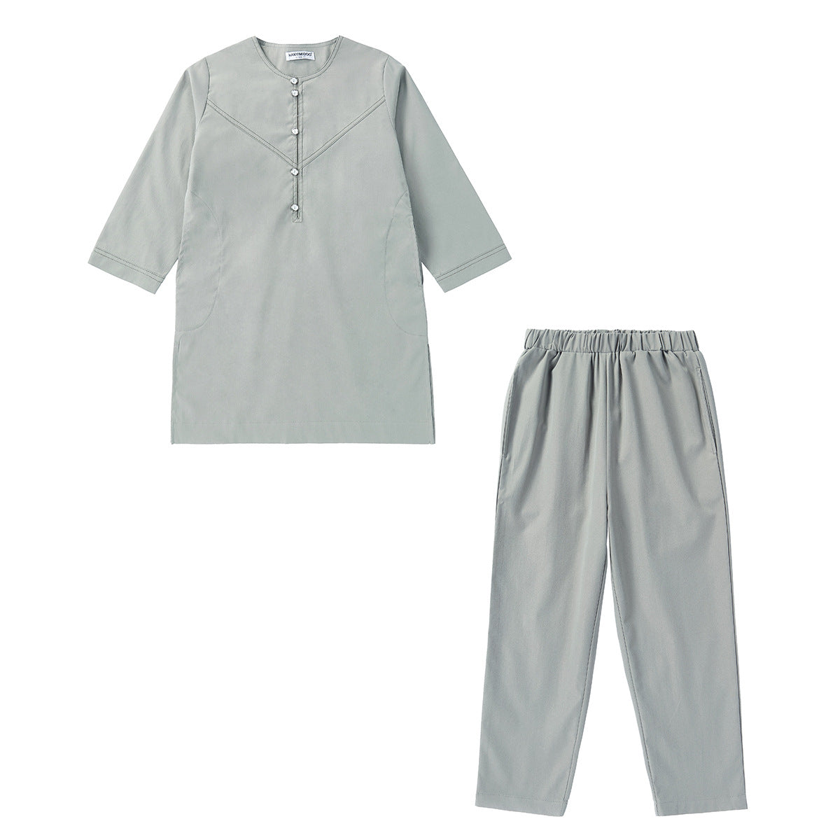 Boys' Thobe-Style Tunic & Pants Set – Middle Eastern Inspired Outfit