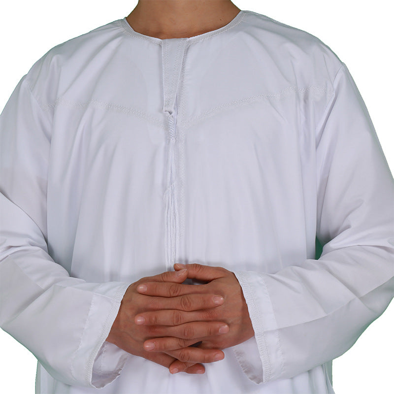 Mens Muslim Clothing Saudi Arab Long Sleeve Thobe Islamic Jubba Kaftan Oman Style Arabic Robe