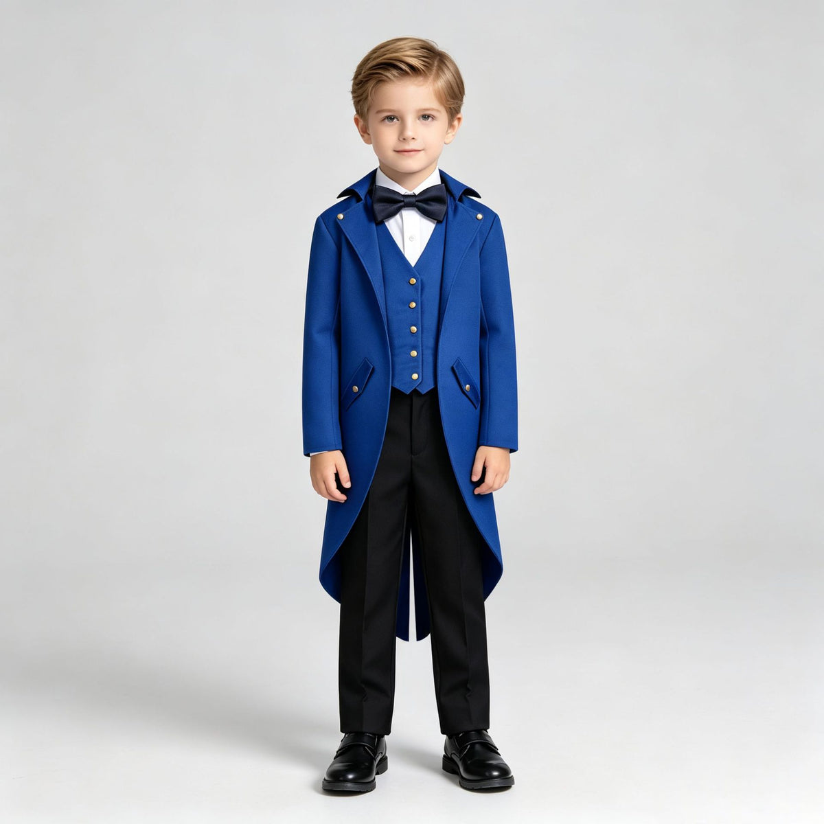 Boys Victorian Tailcoat Costume with Waistcoat Look & Bow Tie