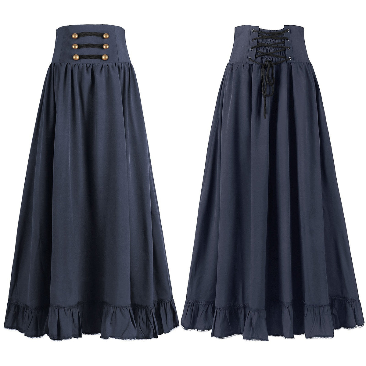 Victorian Ruffle Blouse & High Waist Long Skirt – Renaissance Costume Separates