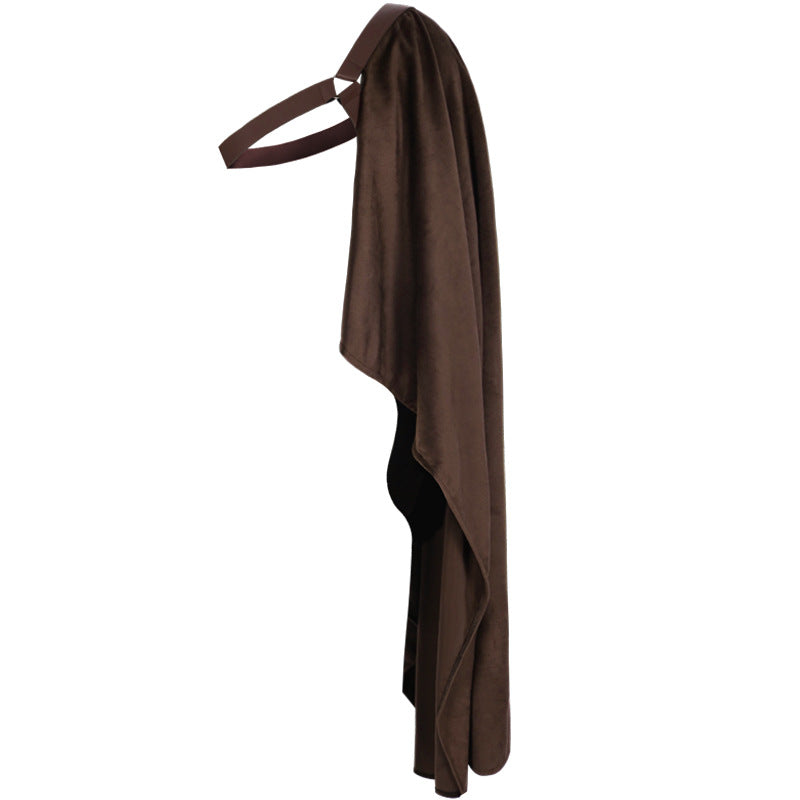 Mens Tudor Noble One Shoulder Cloak Medieval Knight Cape LARP Ren Faire