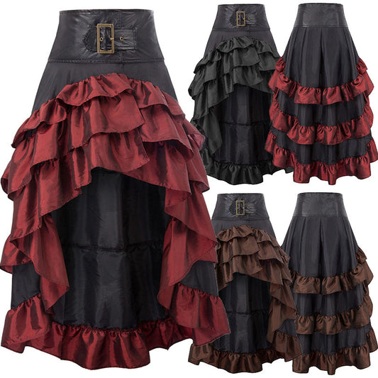 Women's Victorian Gothic High-Low Ruffle Skirt