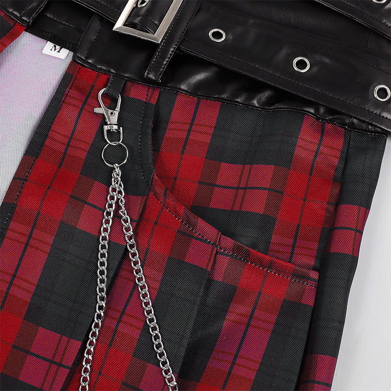 Dark Punk Rock Black Skirt Pants Unisex Gothic Streetwear Wide Leg Bottoms