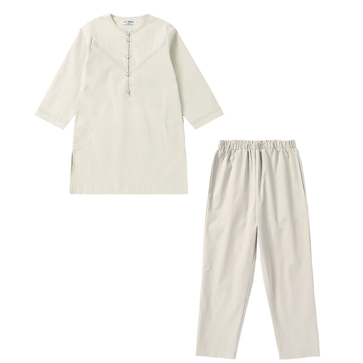 Boys' Thobe-Style Tunic & Pants Set – Middle Eastern Inspired Outfit