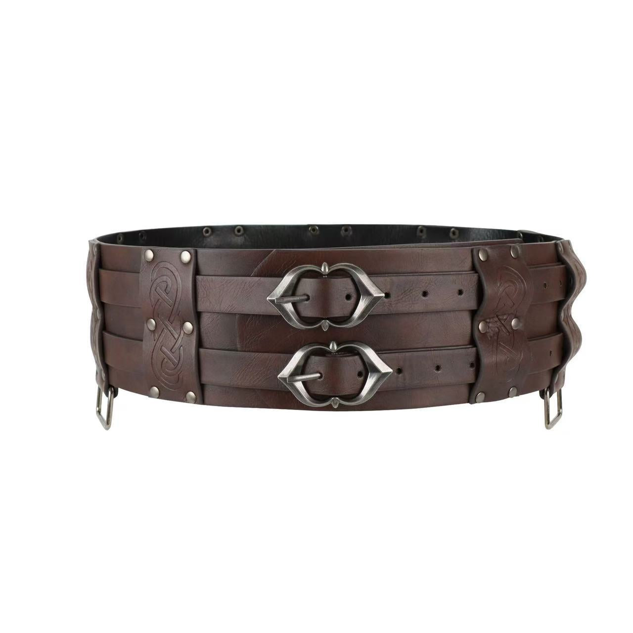 Viking Wide Belt Medieval Faux Leather Armor Knight Corset Sashes LARP Costume
