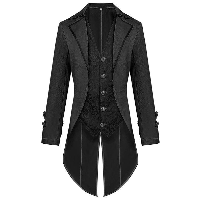 Halloween Men's Steampunk Gothic Tailcoat Jacket - Victorian Pirate Vampire Costume