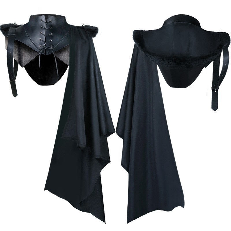 Mens Tudor Noble One Shoulder Cloak Medieval Knight Cape LARP Ren Faire
