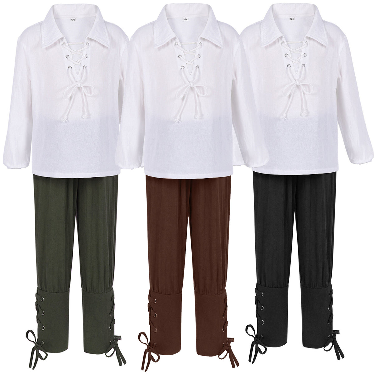 Kids Pirate Costume Set – Medieval Renaissance Shirt &amp; Cropped Pants BY MEEJOY
