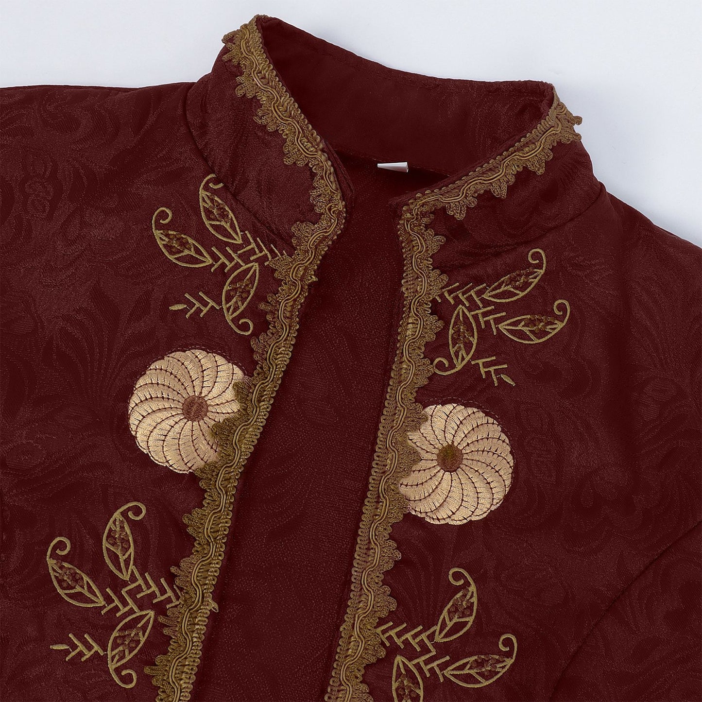 Luxury Vintage Jacquard Coat Medieval Retro Costume Steampunk Retro Men's Uniform Stand-up Collar Classic Bridgerton