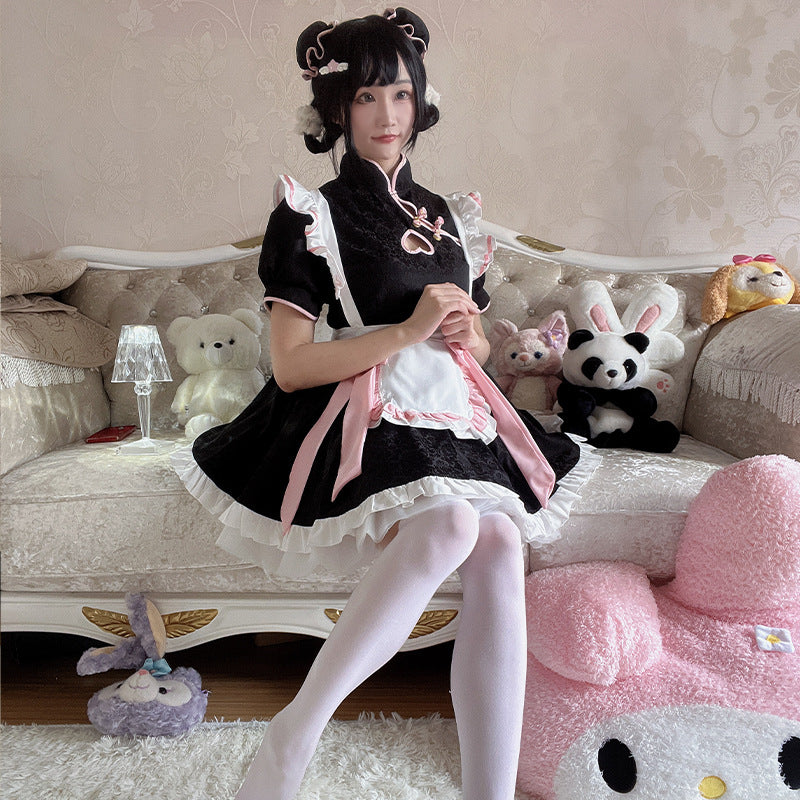 Chinese Style Maid Costume Anime Cosplay - Traditional Cheongsam-inspired Ensemble for a Cute and Charming Look