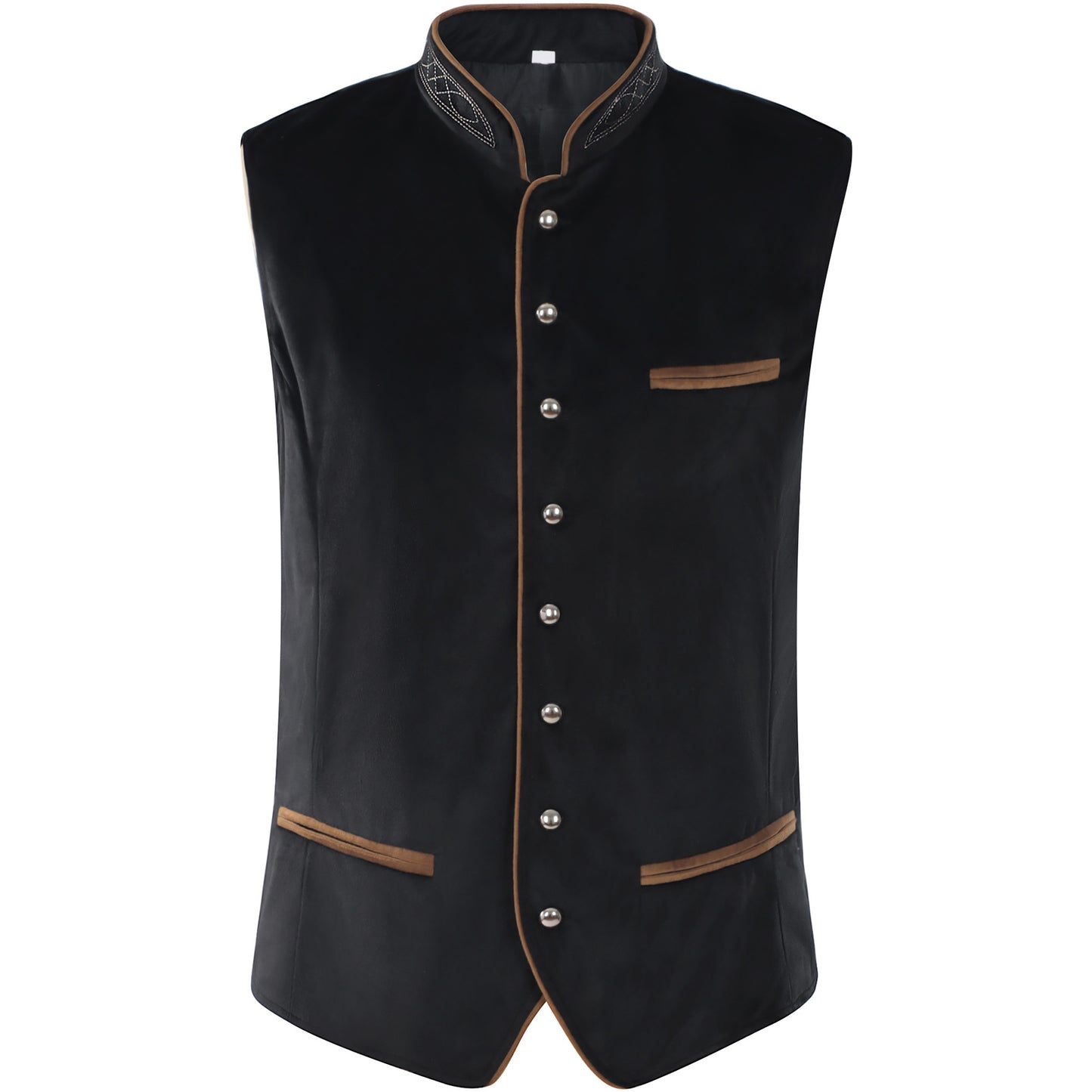 Mens Vintage Velvet Vest Metal Button Tavern Waiter Oktoberfest Waistcoat