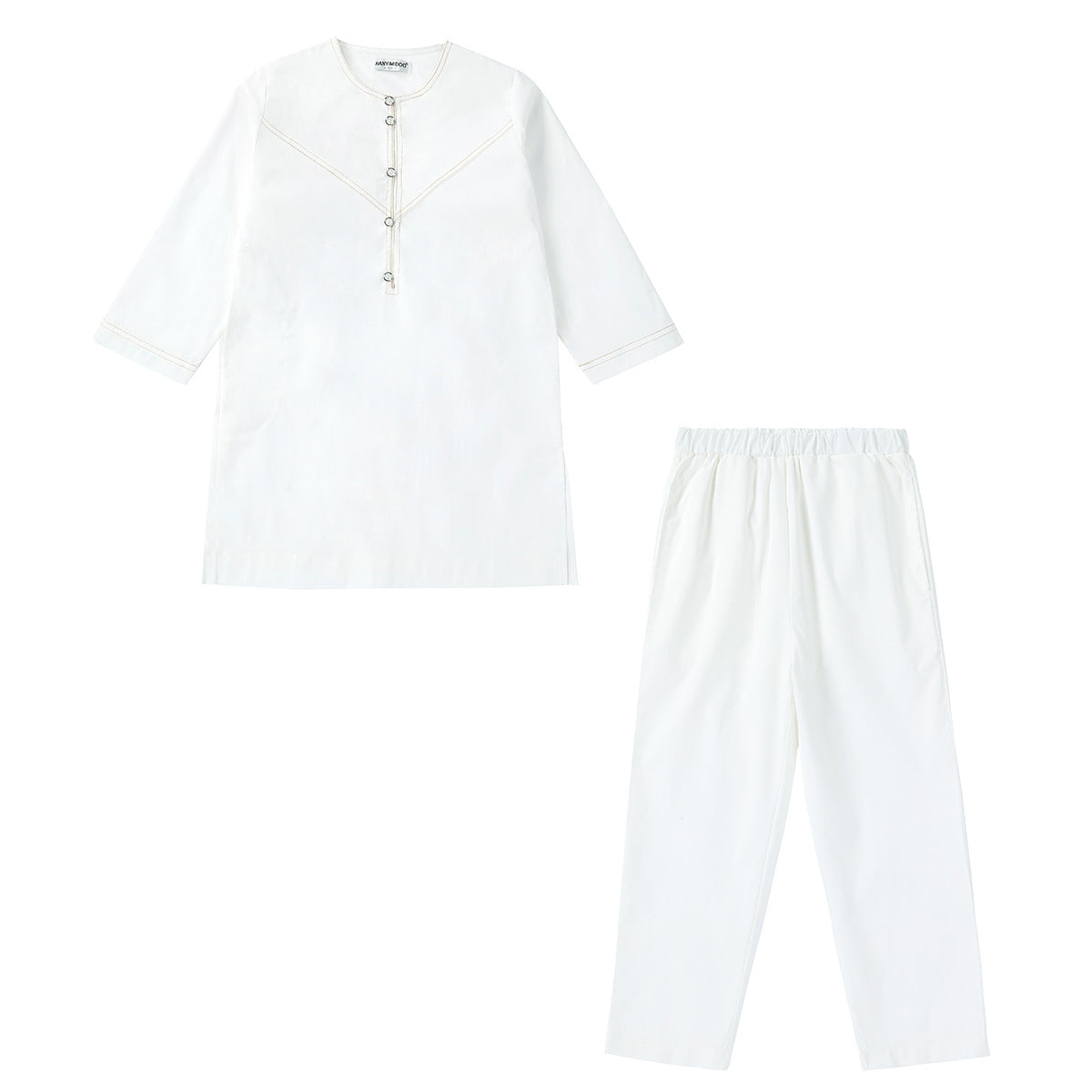 Boys' Thobe-Style Tunic & Pants Set – Middle Eastern Inspired Outfit