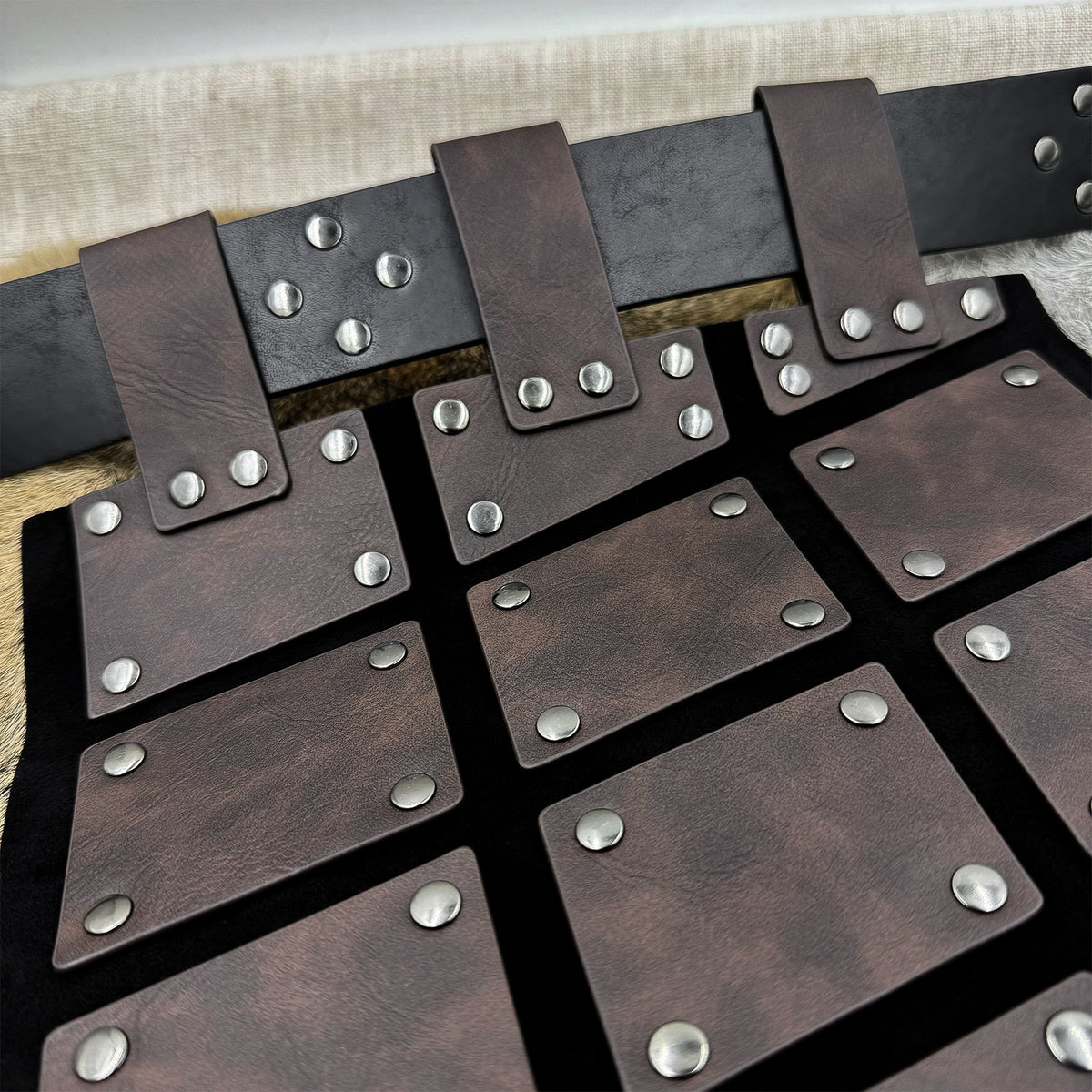 Viking Tassets Medieval Armour Skirt – Faux Leather Panel Belt LARP Costume