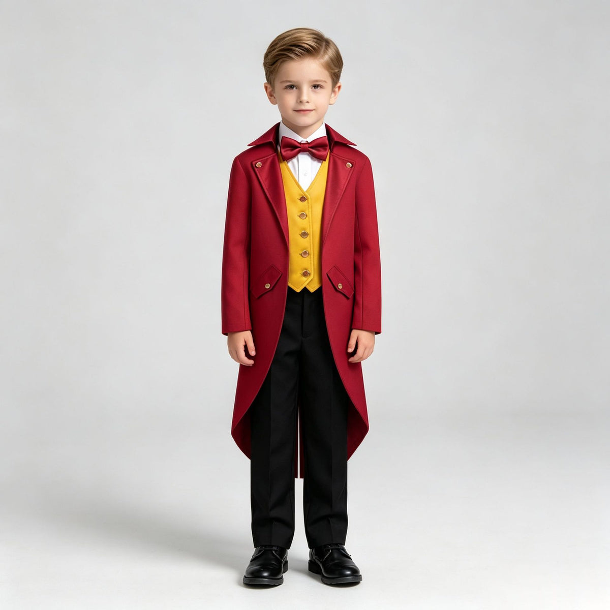 Boys Victorian Tailcoat Costume with Waistcoat Look & Bow Tie