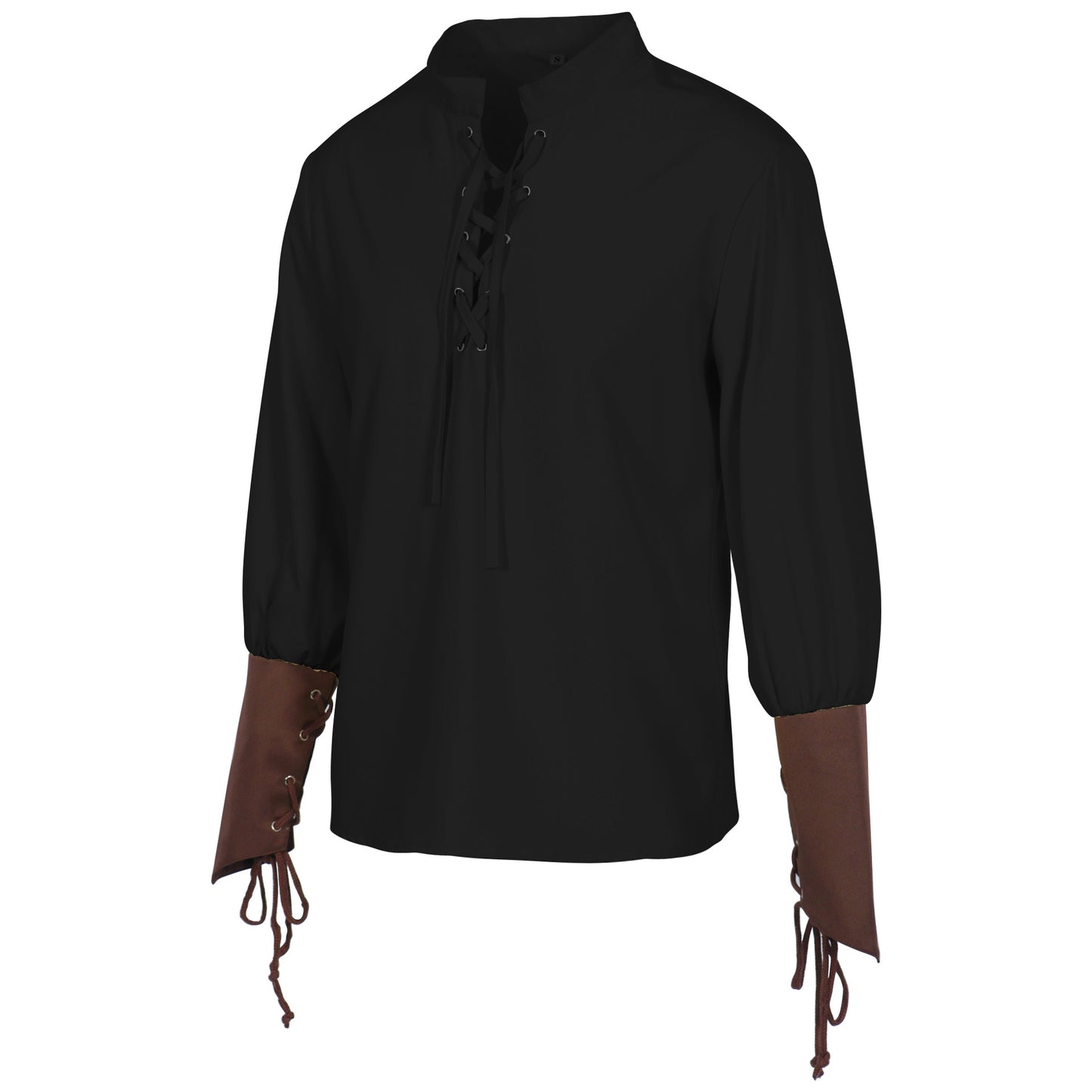 Mens Steampunk Pirate Shirt Lace Up Long Sleeve Medieval Tunic Top 3 Colors