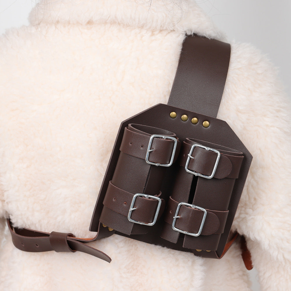 Medieval Knight Double Sword Belt Harness PU Leather Cosplay Scabbard