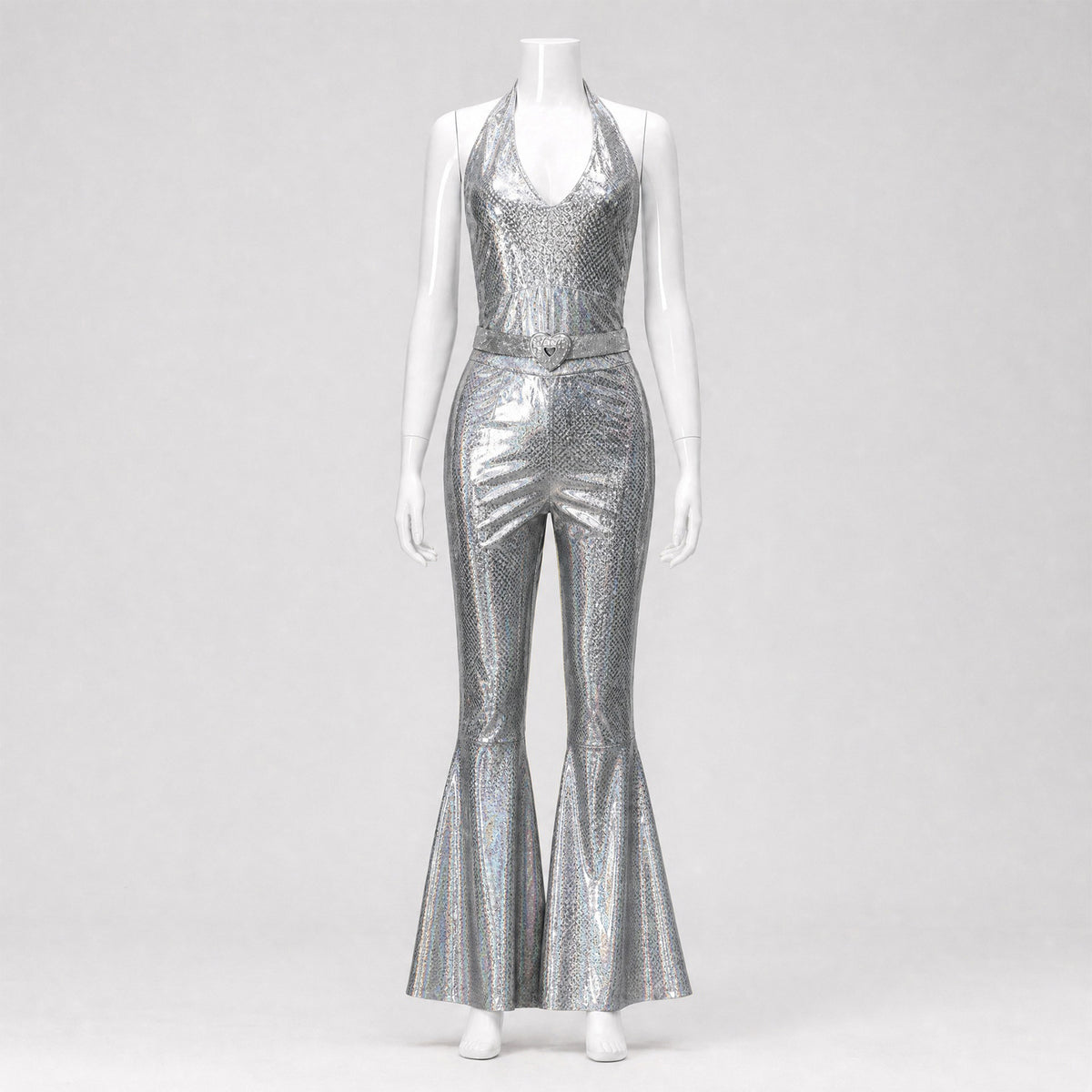 Women's 70s Disco Metallic Flared Jumpsuit – Retro Costume