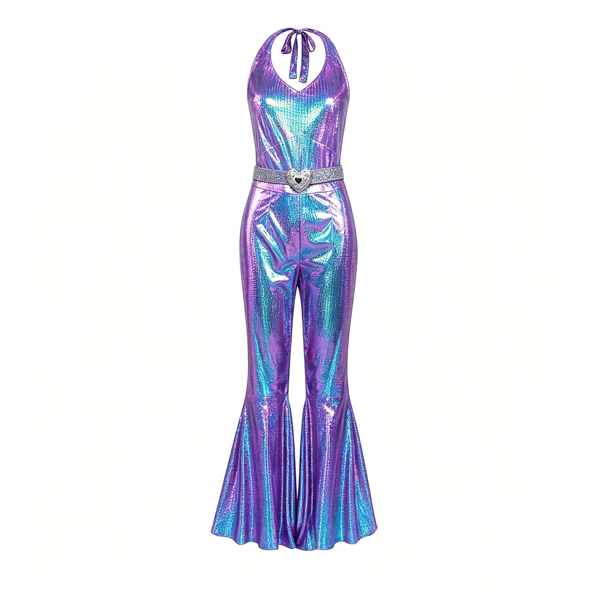 Women's 70s Disco Metallic Flared Jumpsuit – Retro Costume