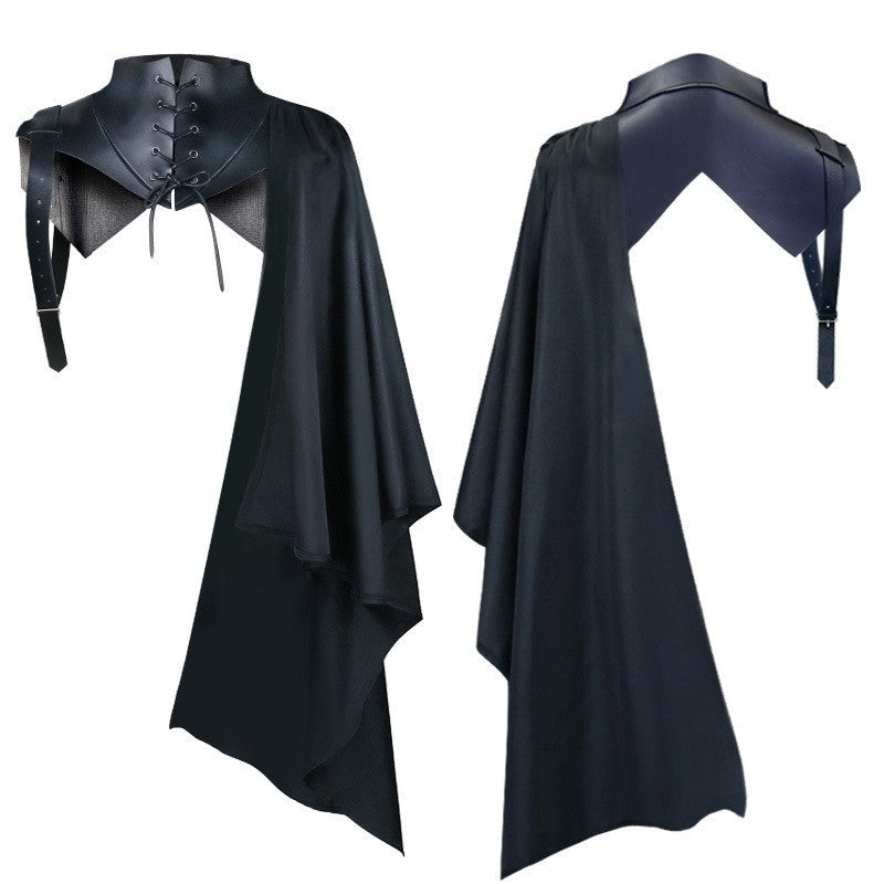 Mens Tudor Noble One Shoulder Cloak Medieval Knight Cape LARP Ren Faire
