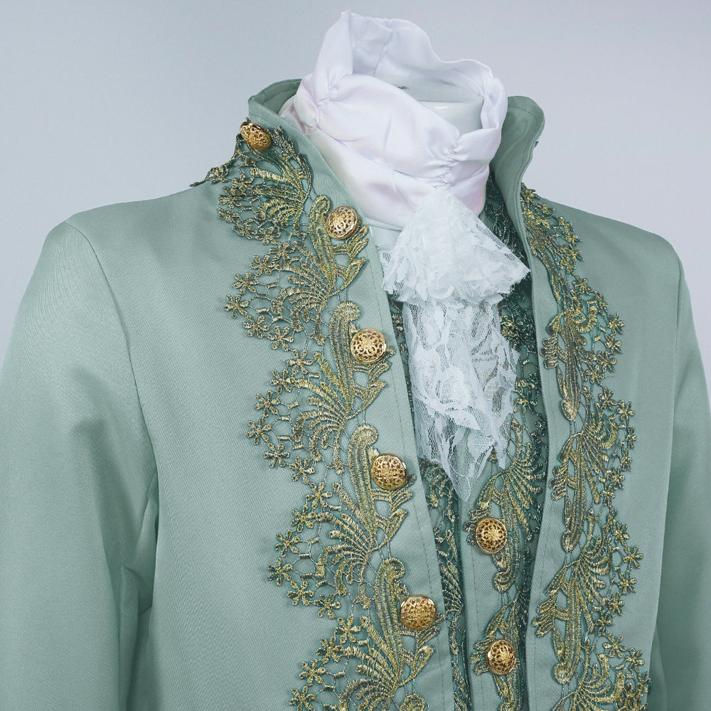 Men’s Court Prince Costume Medieval Retro Cosplay Embroidered Suit Full Set LARP