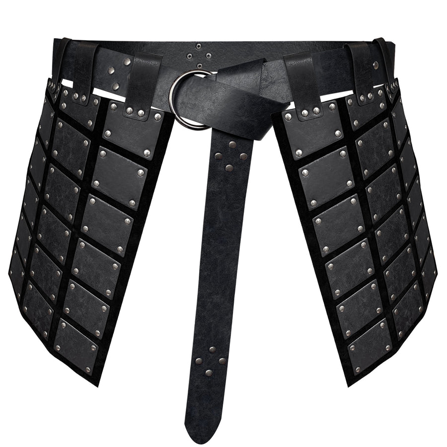 Black MEEJOY Viking tassets medieval costume armour skirt with ring belt