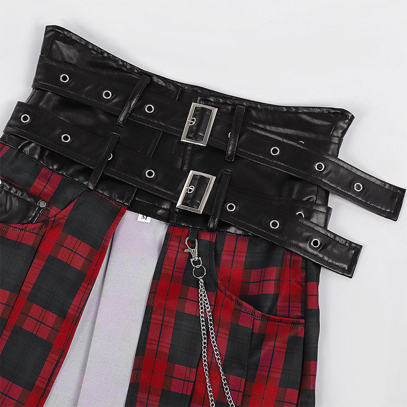Dark Punk Rock Black Skirt Pants Unisex Gothic Streetwear Wide Leg Bottoms