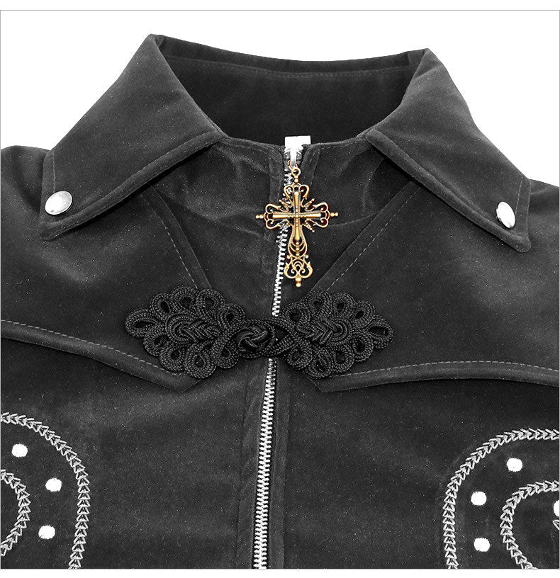 Gothic Autumn/Winter Tuxedo Medieval Retro Coat Stand Up Collar Vintage Jacket Perfect for Party