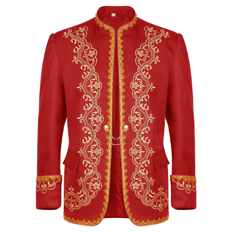 European Men's Gold-Encrusted Royal Suit - Regal Prince Attire