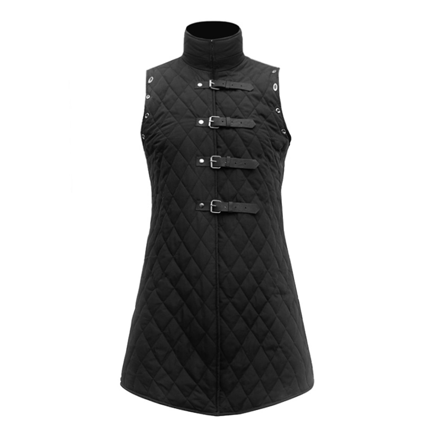 Sleeveless Medieval Armor Retro Cotton Jacket Vest Rivet Belt Buckle Pirate Stand Collar Jacket