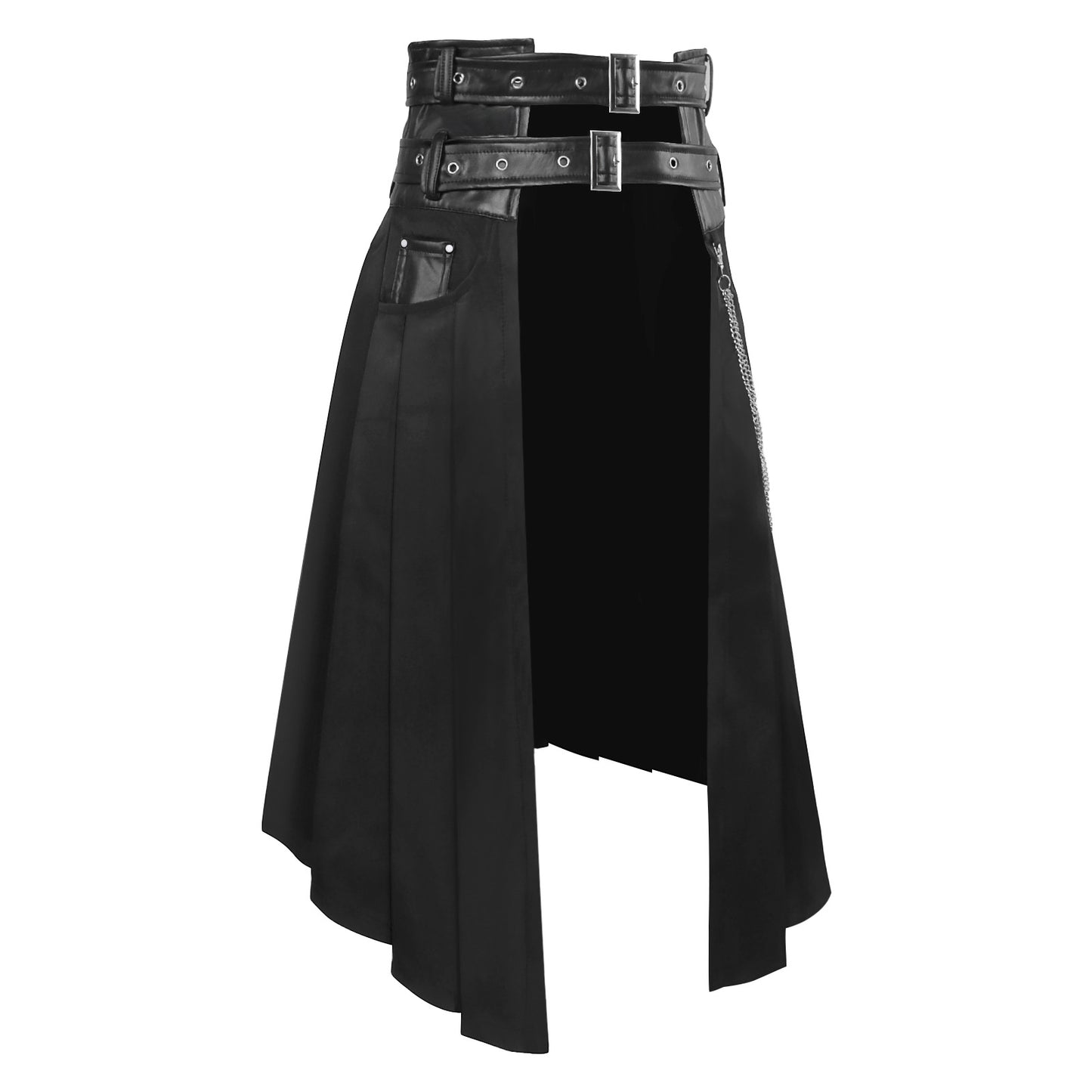 Dark Punk Rock Black Skirt Pants Unisex Gothic Streetwear Wide Leg Bottoms