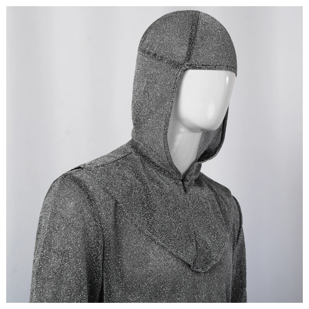 Medieval Knight Faux Chainmail Costume Mens Hood Tunic Belt Halloween LARP
