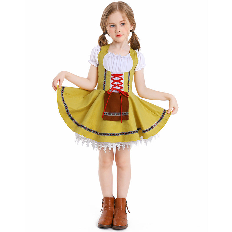 Girls Oktoberfest Costume Bavarian German Dirndl Dress Kids Fancy Dress