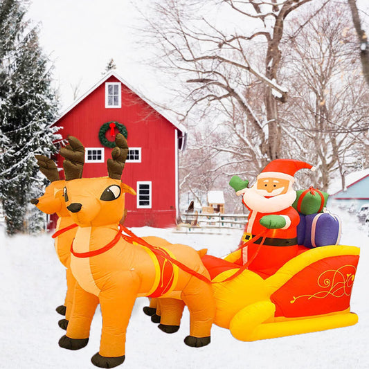 Christmas Inflatable Santa Sleigh Reindeer LED Outdoor Yard Garden Decor