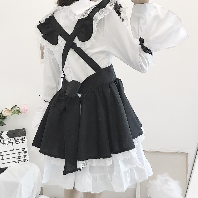 Japanese Style Crossdressing Lolita Distinguished Dress - Women's Long Sleeve Short Skirt Western-style Cosplay Maid Costume