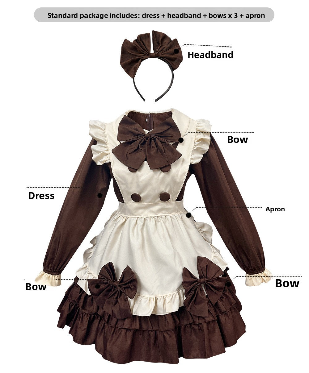 Lolita Loli Dress - Soft Girl Chocolate Maid Dress for Cafe Maid Cosplay