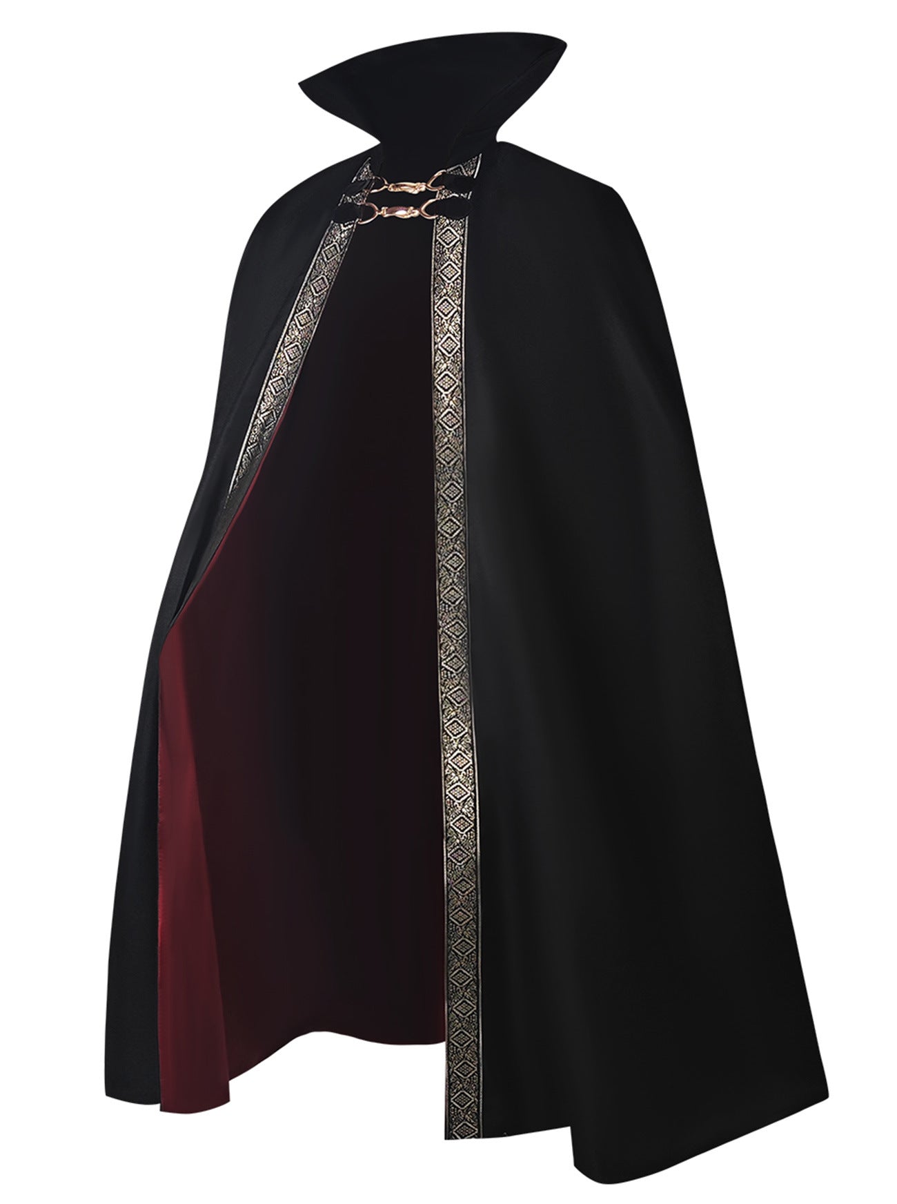 Medieval Vampire Cape Hooded Baron Cloak Gothic Costume for Men Women Kids