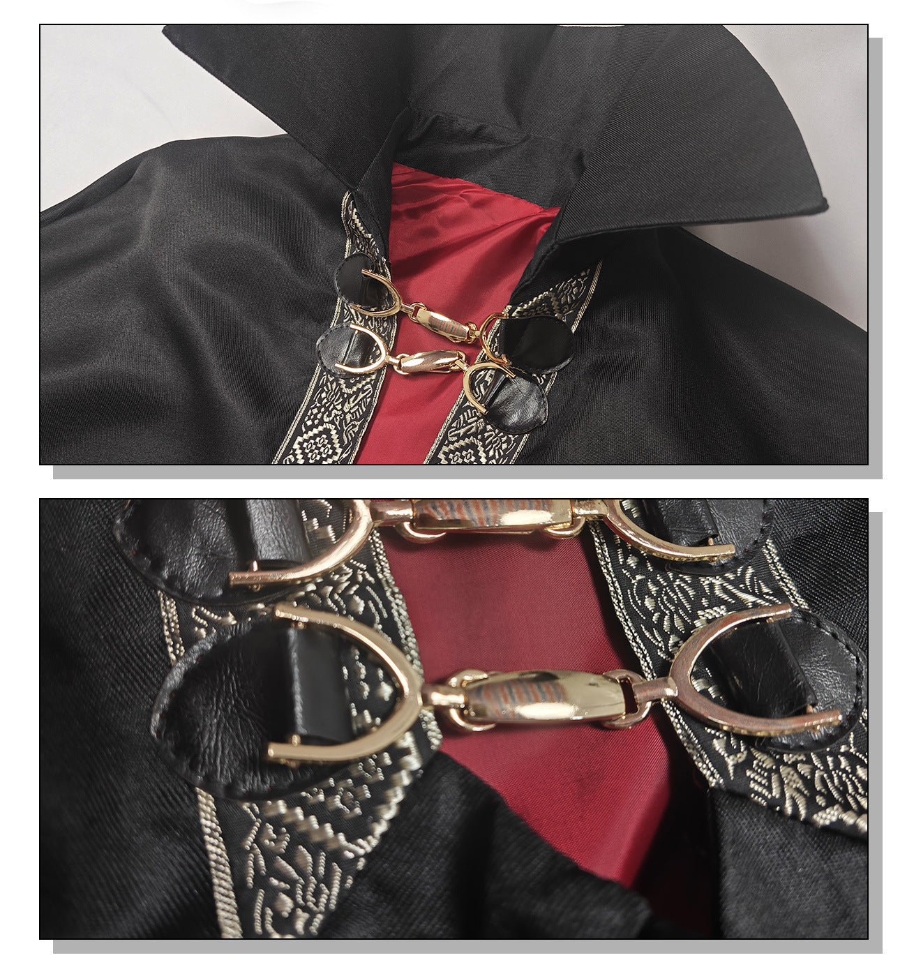 Medieval Vampire Cape Hooded Baron Cloak Gothic Costume for Men Women Kids