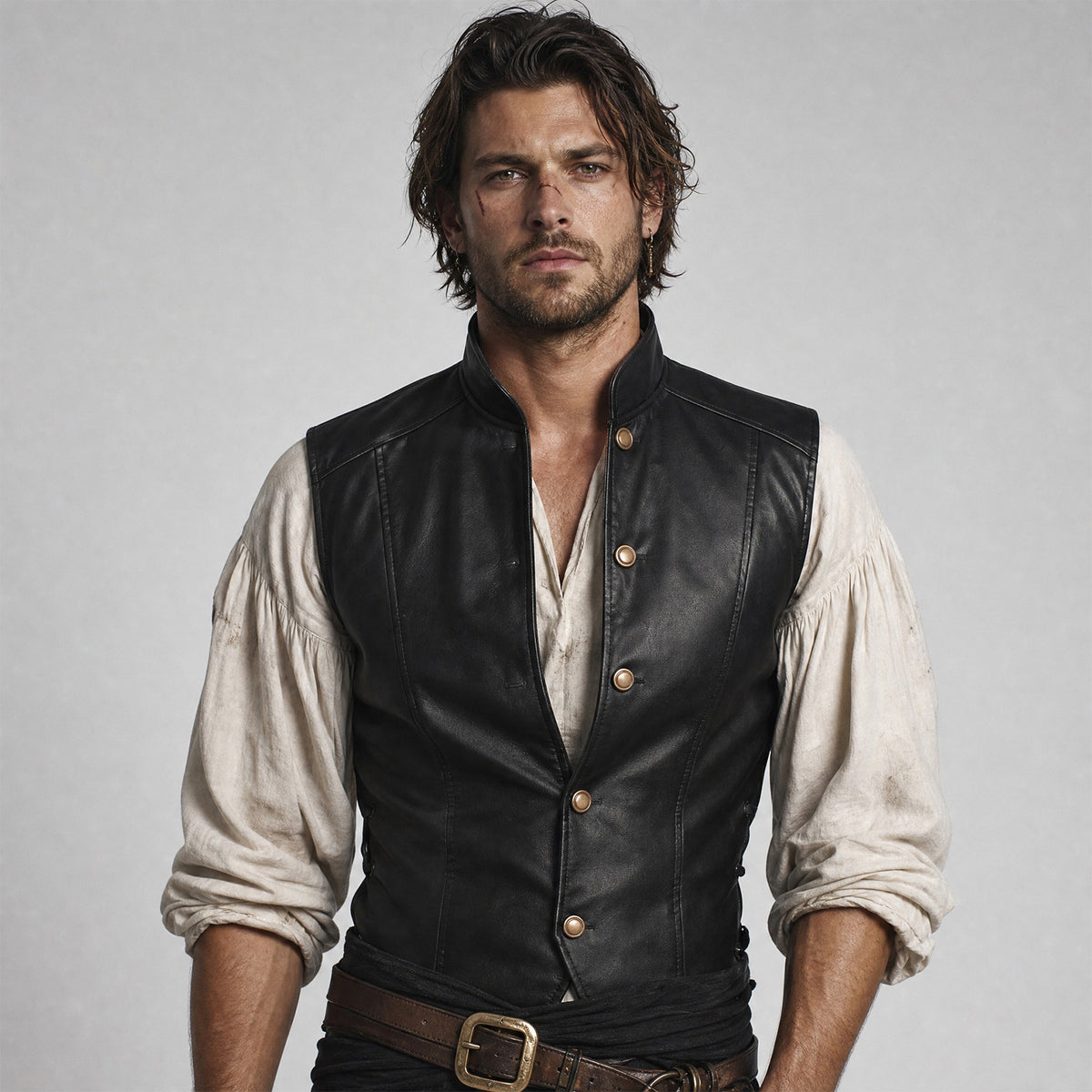 Men's Medieval Faux Leather Vest – Viking Pirate Waistcoat