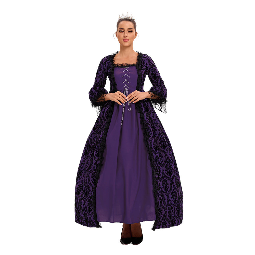 Women’s Vintage Gothic Renaissance Lace Court Dress Medieval Victorian Ball Gown