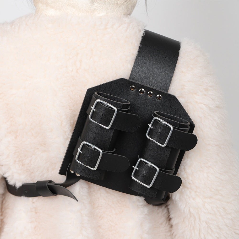 Medieval Knight Double Sword Belt Harness PU Leather Cosplay Scabbard